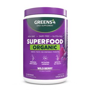 Greens+ Organic Wild Berry Superfood Powder, Antioxidant Polyphenol, Blend for Morning Kick, Energy, Vitality Boost, Nutrition, Vibrant Health, Dieta