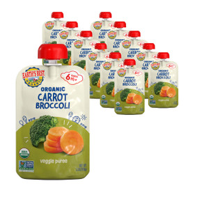 Earth's Best Organic Baby Food Pouches, 6+ Months, Vegetable Puree, Organic Carrots and Broccoli, 3.5 Ounce Resealable Pouch (Pack of 12)