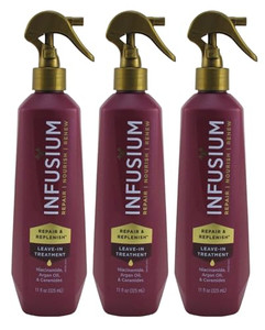 INFUSIUM LEAVE-IN TREATMENT Repair & Replenish, Nourish, Renew Spray with Niacinamide, Argan Oil, Ceramides, 11 FL OZ (3 Pack)