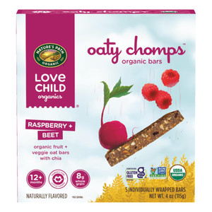 Love Child Organics Oaty Chomps Raspberry + Beet Snack Bars, 4 oz (Pack of 1), Gluten Free, Non-GMO, by Nature's Path