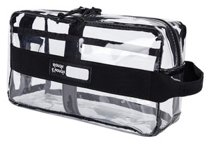 Rough Enough Clear Toiletry Bag, Large Transparent Cosmetic & Shaving Organizer with Handle, Sturdy PVC Travel Bag for Men & Women