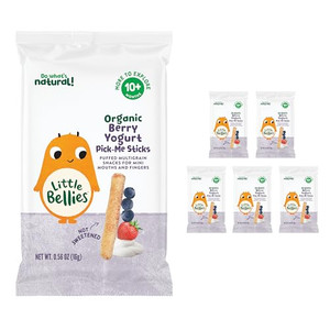 Little Bellies Organic Berry Yogurt Pick-Me Sticks, (Pack of 5 x 0.56 oz Individual Packs)