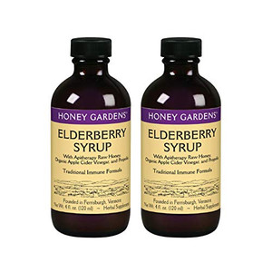 Honey Gardens Elderberry Syrup with Grade A Raw Honey, Propolis, Organic ACV & Elderberries | Traditional Immune Formula w/Echinacea | Made in The US