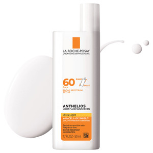 La Roche-Posay Anthelios Light Fluid Facial Sunscreen SPF 60, Lightweight Sunscreen For Face, Fluid Texture, Broad Spectrum SPF + Antioxidants, Oil F