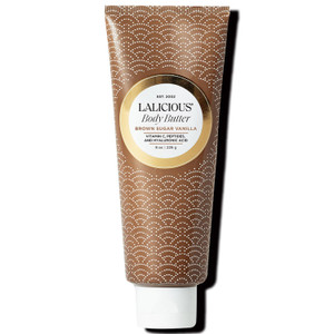 LALICIOUS Brown Sugar Vanilla Body Butter - Hydrating Body Moisturizer with Shea Butter, Cucumber Extract & Apricot Oil, No Parabens (8 Ounces)