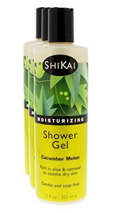 ShiKai Daily Moisturizing Shower Gel (Cucumber Melon, 12oz, Pack of 3) | Gentle Formula | Aloe Vera & Oatmeal for Soft, Healthy Skin | Dry Skin Relie