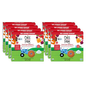 Once Upon A Farm Organic Toddler Soft Baked Bar, Strawberry, Pumpkin and Beet, Tractor Wheels Shaped, Non GMO, Kosher, 3.35 Ounces (Pack of 8)