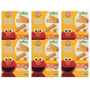 Earth's Best Organic Kids Snacks, Sesame Street Toddler Snacks, Organic Crunchin' Grahams for Toddlers 2 Years and Older, Honey Sticks with other Nat