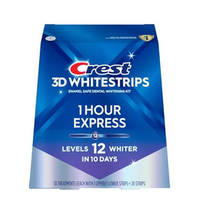 Crest 3D Whitestrips, 1 Hour Express, Teeth Whitening Strip Kit, 20 Strips (10 Count Pack)