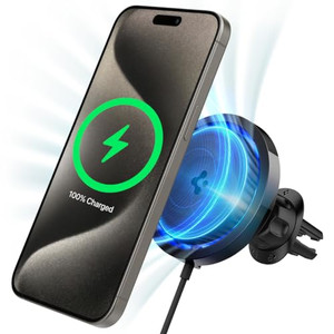 Spigen OneTap Pro 3 Cryomax (Fast Charging & Ultra-Quiet Cooling) MagSafe Phone Charging Mount Airvent Clip - for iPhones & Galaxy Phones with MagSaf