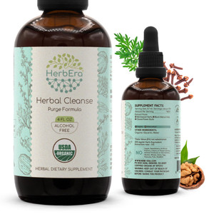 HerbEra Herbal Cleanse Organic Alcohol-Free Tincture | Detox and Cleanse Formula, Extract Supplement | Organic Wormwood Herb, Black Walnut Hull, Clov