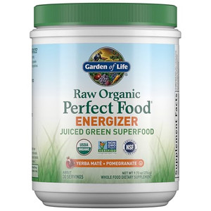 Garden of Life Raw Organic Perfect Food Energizer Juiced Green Superfood Powder - Yerba Mate Pomegranate, 30 Servings, Green Superfood Powder & Probi