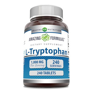 Amazing Formulas L-Tryptophan 1000mg Tablets Supplement | Non-GMO | Gluten Free | Made in USA (240 Count)