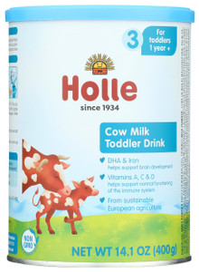 Holle Organic Toddler Milk Drink  Non-GMO, Clean Label Certified, Gentle European Formula with Omega-3 & Vitamins for Kids 12-36 Months, 14 oz