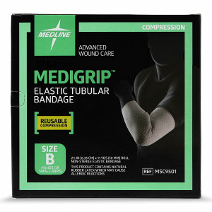 Medline Medigrip Elastic Latex Tubular Support Bandage, Size B (6.3 cm) for Small Hands and Limbs, 1 Count