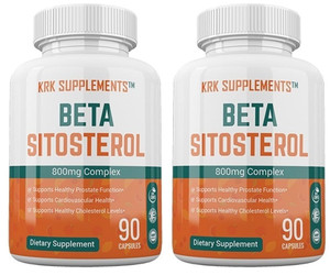 KRK SUPPLEMENTS 2 Bottles Beta Sitosterol 800mg Per Serving 180 Total Capsules Prostate Support