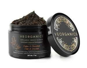 Organic Coffee & Chocolate Body Scrub by VeOrganics - Premium Moisturizing, Tightening and Detoxifying Exfoliant
