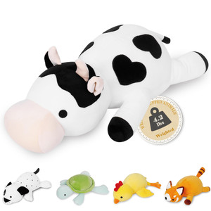 IdeaMeme Cow Weighted Plush, 24" 4.2 lbs Weighted Stuffed Animals, Cute Cow Plush Toy Pillow Gifts for Kids and Adults