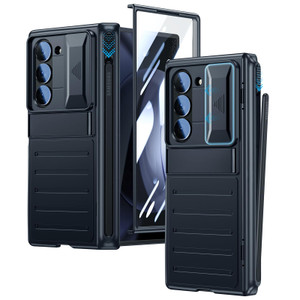 for Galaxy Fold-6 Case with Pen Holder: Business Fold6 Case with Hidden Kickstand Slide Camera Cover - Support Wireless Charging Fit Well for Samsung