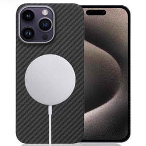 Sisyphy Aramid Fiber Case for iPhone 16 Pro Max with Carbon Fiber Texture (Compatible for MagSafe), Super Slim Light Protective Cover Skin, Soft Touc