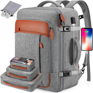 Winilla Travel Backpack, 17Inch Laptop Backpack, Carry-on Approved Bag for Men & Women, Waterproof Luggage with Packing Cubes, Shoe Pocket, Personal