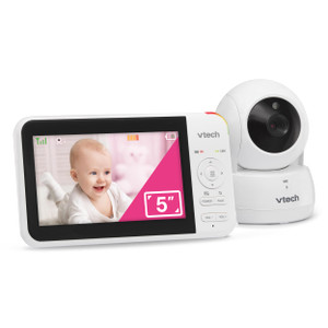 VTech VM924 No WiFi Remote Pan-Tilt-Zoom Video Baby Monitor - 5" LCD Screen, Up to 17Hrs Video/31Hrs Audio Battery, 1000ft Range, Night Vision, Sooth