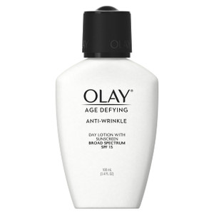 Olay Age Defying, Anti-Wrinkle Day Lotion with Sunscreen, SPF 15, 3.4 Oz. (Pack of 2) Packaging may Vary