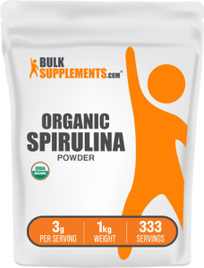 BulkSupplements.com Organic Spirulina Powder - Superfood, Green Spirulina Powder, Herbal Supplement - Vegan-Friendly, 3g per Serving, 1kg (2.2 lbs) (