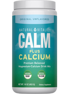 Natural Vitality Calm, Magnesium Citrate & Calcium Supplement, Drink Mix Powder Supports a Healthy Response to Stress, Gluten Free, Vegan, & Non-GMO,