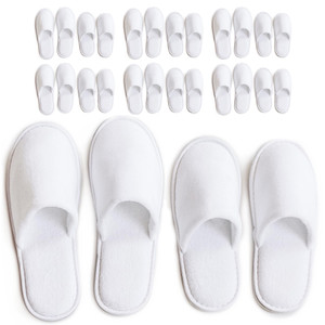 Modlux Spa Slippers, 12 Pairs Cotton Velvet Closed Toe Disposable Slippers for Guests, Bathroom, Bedroom, Hotel, House, Bride, Travel and Shoeless Ho
