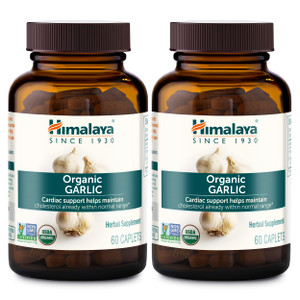 Himalaya Organic Garlic, For Lipid Metabolism and Immune Support, 1,400 mg, 60 Caplets, 1 Month Supply, 2 Pack