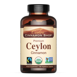 Ceylon Cinnamon Shop Organic Ceylon Cinnamon (100% Certified) Supplement, 180 Capsules, 3 Month Supply