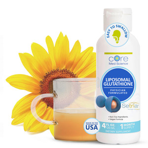 Core Med Science Liposomal Glutathione Liquid Supplement (500mg, 4 Fl Oz) - Pure Reduced Setria with Phospholipid Complex - Antioxidant Supplement fo