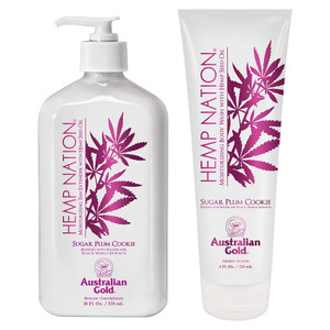 Australian Gold Hemp Nation Sugar Plum Cookie Bundle - Tan Extender Body Lotion (18 FL Oz) and Body Wash (8 FL Oz), Delectable Blend of Sugarcane, Pl