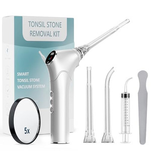 Tonsil Stone Remover Kit - Electronic Tonsil Stone Vacuum with Built-in LED Light - Tonsil Stone Removal Kit with 3 Levels Suction - Instant Suction