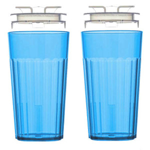 Reflo Smart Cup Bundle (Blue 2-Pack) Weaning and Self-Feeding Toddler Training Cup, Montessori Open Design, Slow-Spill 360 Rim Flow-Control, Made in