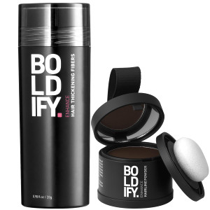 Boldify Hairline Powder + Hair Fiber (Dark Brown): bundle that Instantly Conceals Hair Loss Hair Powder for Thinning Hair, Root Cover Up (Dark Brown)