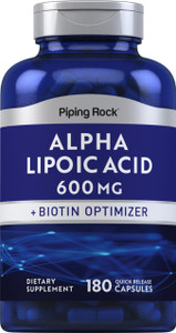 Piping Rock Alpha Lipoic Acid 600mg | 180 Capsules | Plus Biotin Optimizer | ALA Supplement | Non-GMO, Gluten Free