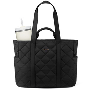 LOVEVOOK Laptop Tote Bag for Women,Quilted Puffer Laptop Bag Purse Computer Travel Work Tote Bags for Women with Zipper