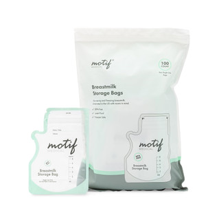 Motif Medical Breastmilk Storage Bags - Breastmilk Freezer Bags w/Easy Pour Spout, Write-On Label - Leak-Proof Double Zipper Milk Bags for Breastmilk