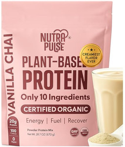 NUTRAPULSE Banana Cinnamon Vegan Protein Powder  20g Plant-Based Protein  Organic, Non-GMO, Gluten-Free, Soy-Free  Ideal for Smoothies, Shakes, Ba