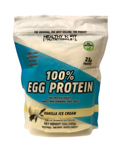 Healthy N Fit 100% EGG PROTEIN- Vanilla (12oz): 100% Egg White Protein PLUS Natural Peptides. Naturally Sweetened, Zero Carb, Keto, Paleo Friendly