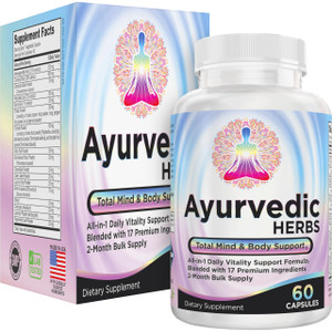 2-Month Ayurvedic Herbs Supplement 17-in-1 | Mind & Body Balance | Ayurveda Health Support Blend | Ayurvedic Supplements | 60-Day Bulk Supply | 60 Ca