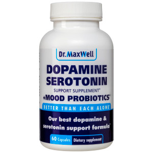 Dr. Maxwell Serotonin and Dopamine Supplements with Mood Probiotic, 5in1 Support for (1) Dopamine (2) Serotonin (3) Mood (4) Relaxation (5) Focus & B