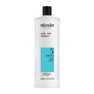 Nioxin System 3 Scalp + Hair Shampoo | For Colored or Damaged Hair with Light Thinning | With Niacinamide and Biotin | 16.9 Fl oz.