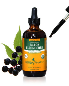 Herb Pharm Certified Organic Black Elderberry Liquid Extract for Immune System Support, Alcohol-Free Glycerite, 4 Ounce
