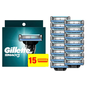 Gillette Mach3 Razor Refills for Men, 15 Razor Blade Refills