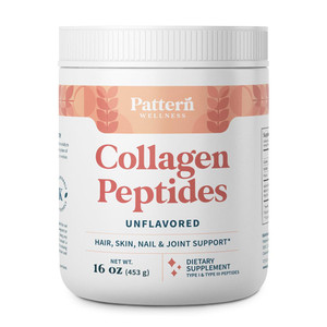 Pattern Wellness Collagen Peptides Powder (Type I & III) - Hair, Nails, Skin & Joint Support - Grass Fed & Pasture-Raised - Hydrolyzed, Non-GMO, Dair