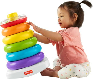 Fisher-Price Baby & Toddler Toy Giant Rock-a-Stack, 14+ Inches Tall, Multi-Color Ring Stacker for Ages 1+ Years