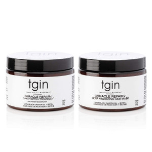 tgin Miracle RepaiRx Strengthening CPR Protein Treatment & Deep Hydrating Hair Mask, for Curly, Coily and Wavy Hair, Repairs, Protects, and Restores